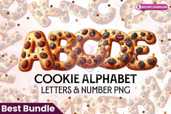 cookie-letters-sublimation-clipart-png