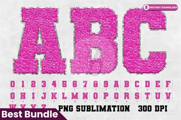 chenille-letters-faux-sequin-hot-pink