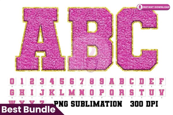 pastel-faux-chenille-alphabet-hot-pink