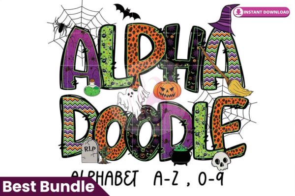 happy-halloween-doodle-alphabet-set