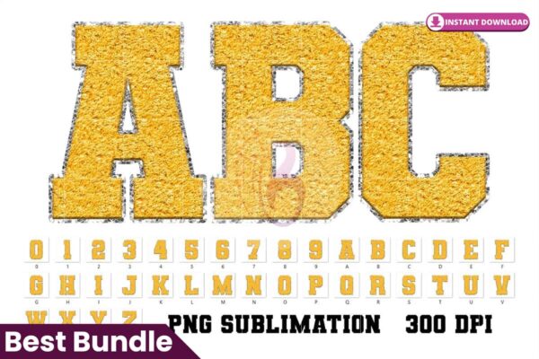 sport-chenille-alphabet-letters-yellow