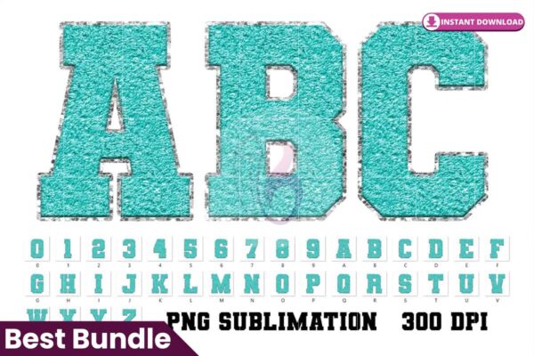 sport-chenille-faux-alphabet-teal-color