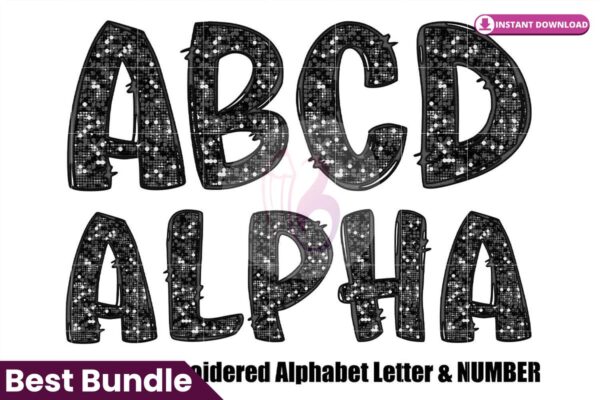 faux-embroidered-sequin-doodle-alphabet
