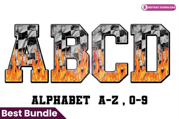 fire-race-track-checkered-alphabet-font