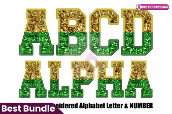 gold-and-green-fuax-sequin-alphabet-png