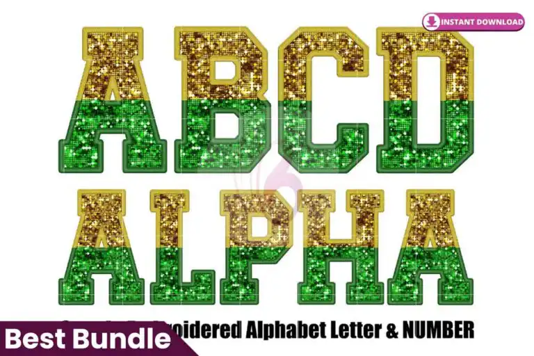 gold-and-green-fuax-sequin-alphabet-png
