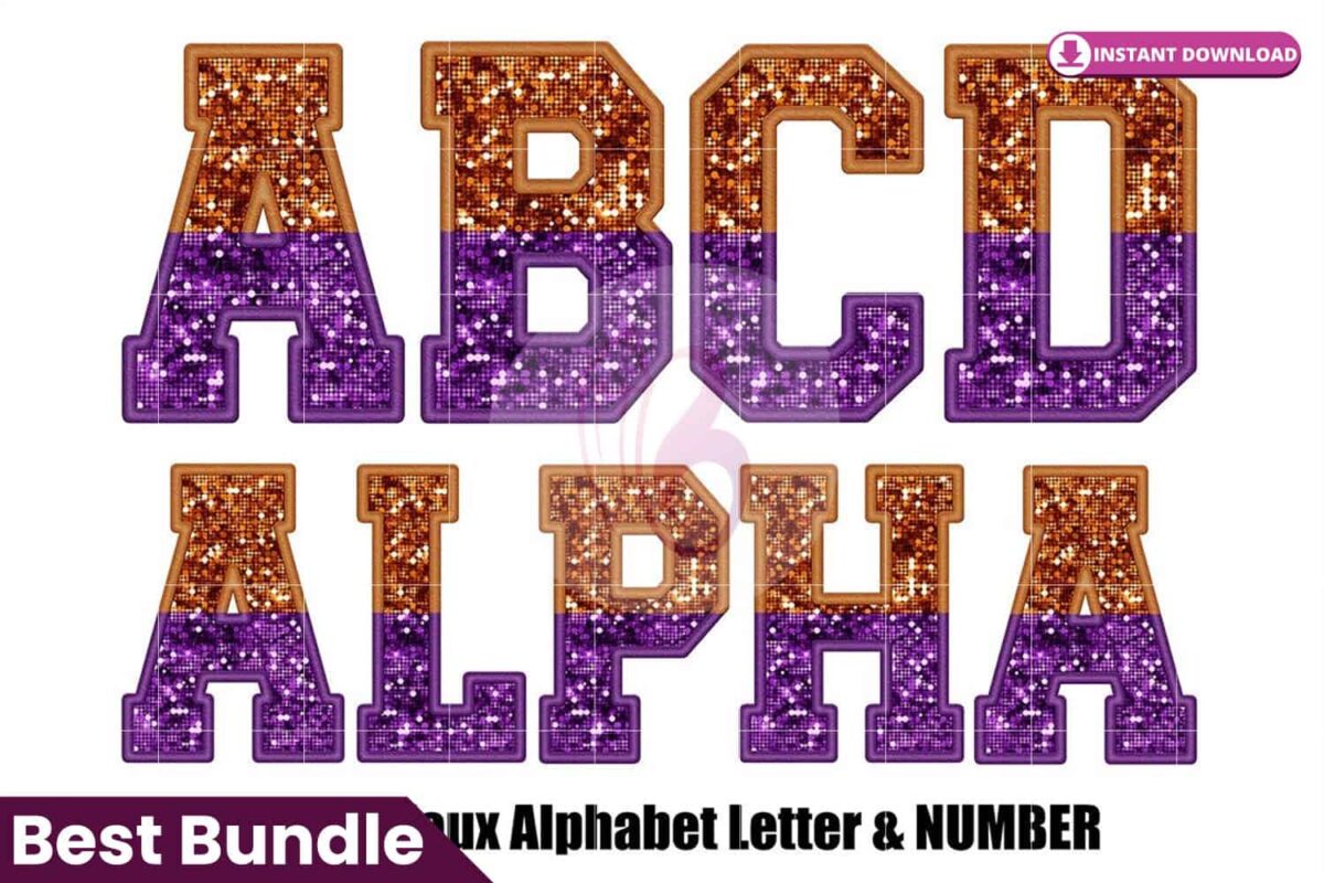 alphabet-sequin-faux-purple-and-orange