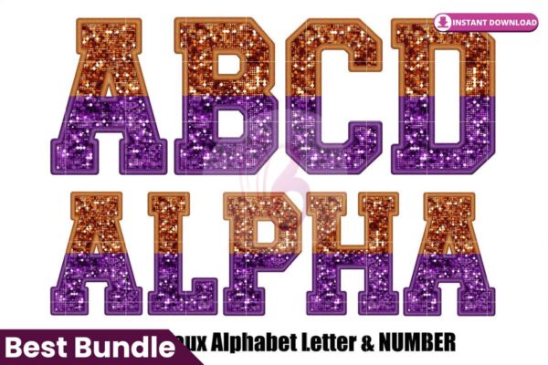 alphabet-sequin-faux-purple-and-orange