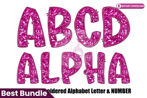 faux-embroidered-sequin-doodle-alphabet