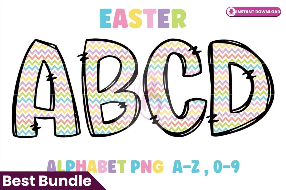 easter-alphabet-doodle-font-pastel-color