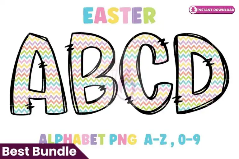 easter-alphabet-doodle-font-pastel-color