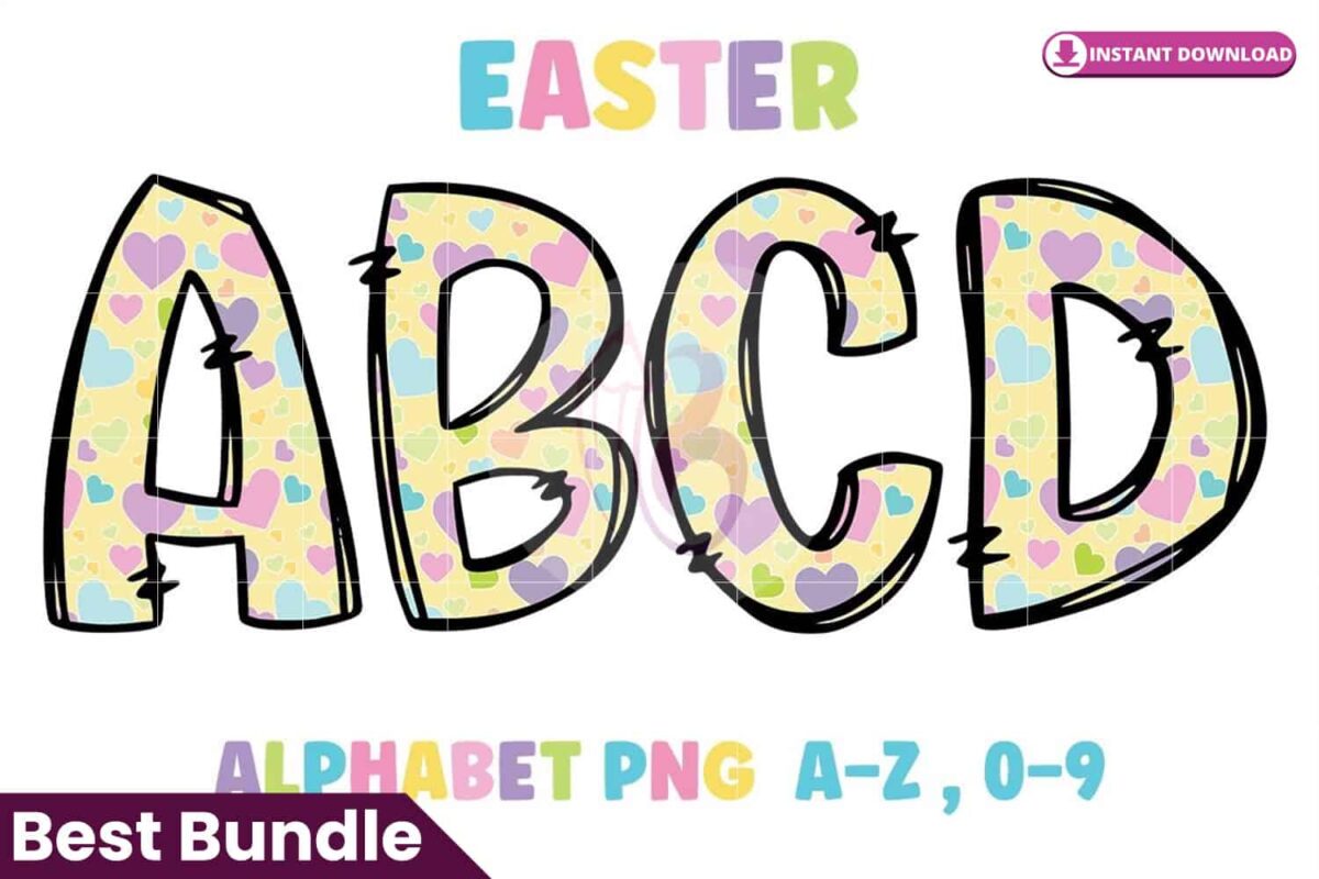 easter-pastel-heart-alphabet-doodle-font
