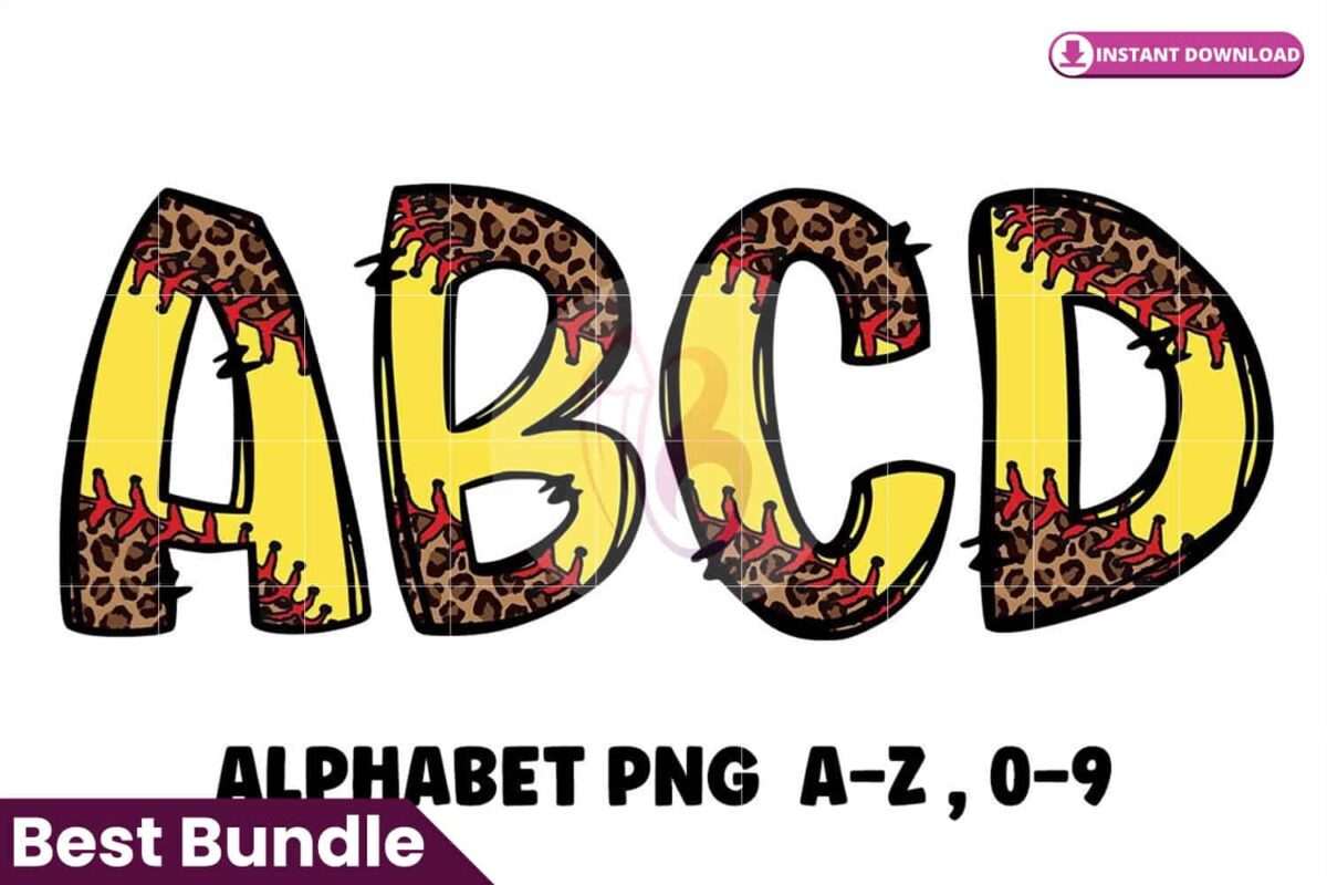 softball-leopard-alphabet-font