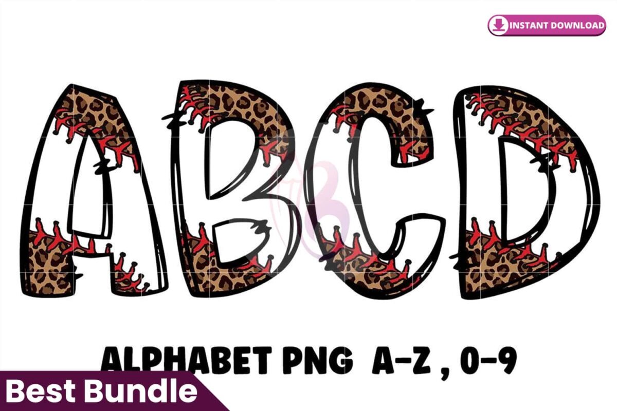 leopard-baseball-alphabet-doodle-font