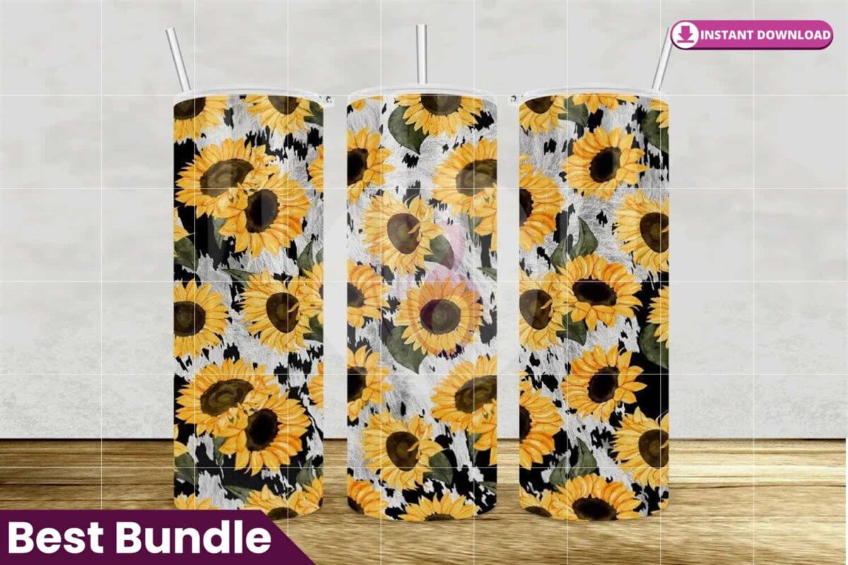 cowhide-sunflower-western-tumbler-20oz