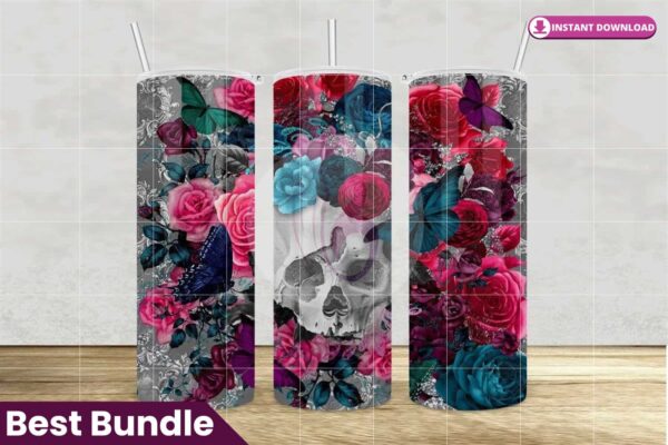 skulls-and-flowers-tumbler-wrap