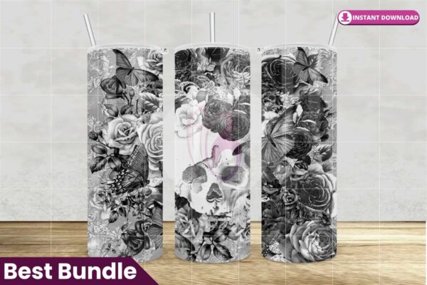 skulls-and-flowers-skinny-tumbler-20oz