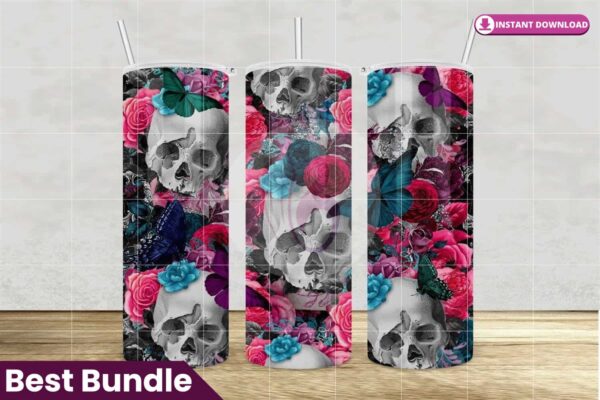 skulls-and-flowers-tumbler-design