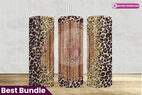 leopard-rustic-wood-glitter-tumbler-wrap