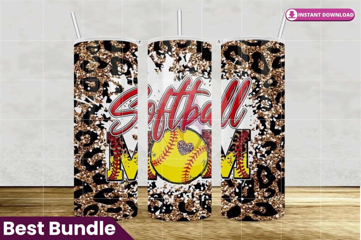 softball-mom-leopard-glitter-tumbler