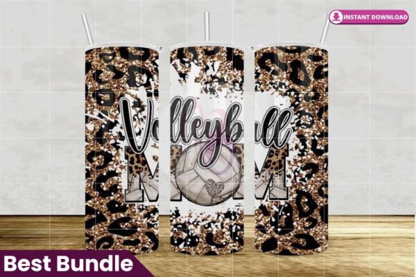 volleyball-mom-leopard-glitter-tumbler