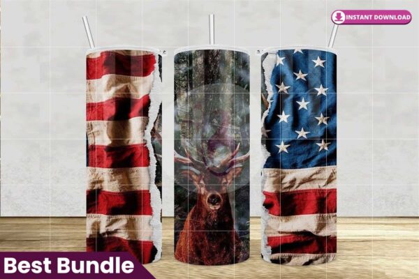 deer-hunting-american-flage-tumbler-20oz