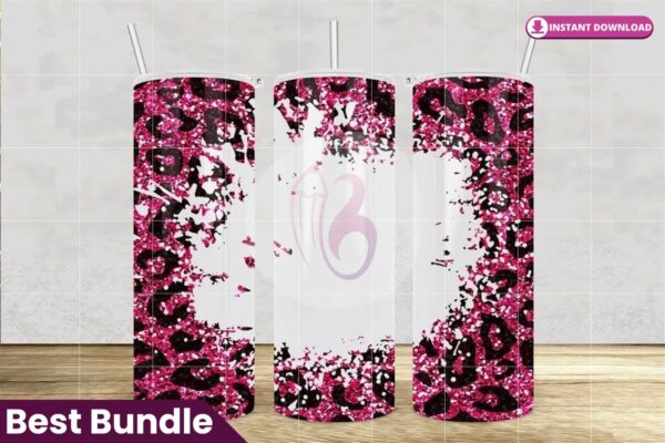 leopard-hotpink-glitter-20oz-tumbler
