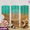 ocean-beach-teal-glitter-tumbler
