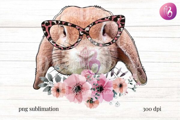 bunny-with-glasses-flower-easter