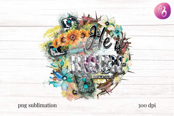 cross-sunflower-he-is-risen-sublitmation