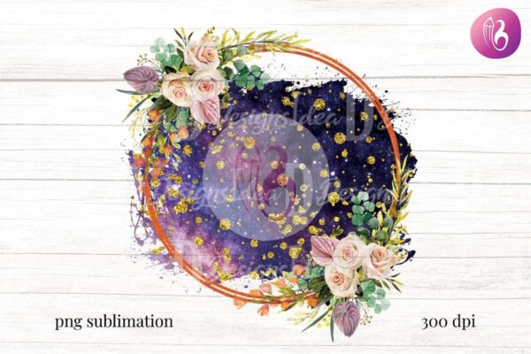 wreath-galaxy-flower-gold-glitter