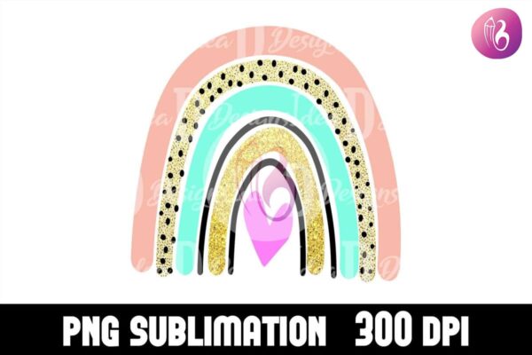 rainbow-gold-glitter-sublimation-png