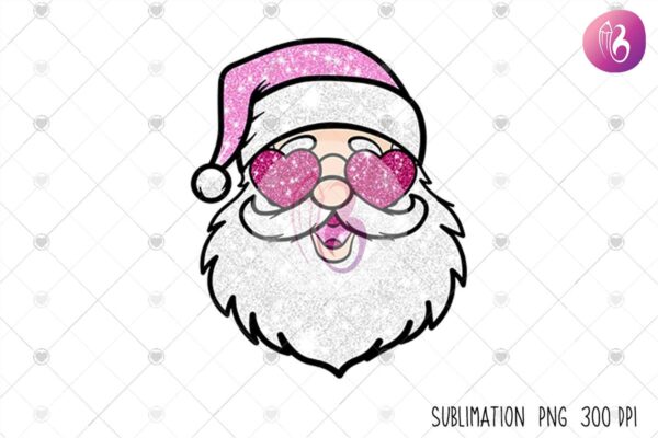 pink-santa-faux-sequin-glitter-christmas