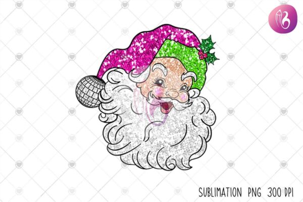 pink-santa-faux-sequin-glitter-christmas
