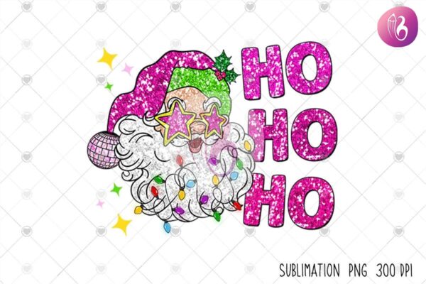 faux-sequin-pink-santa-ho-ho-ho