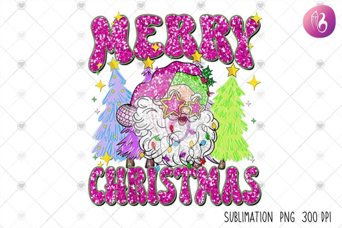 faux-sequin-merry-christmas-pink-santa