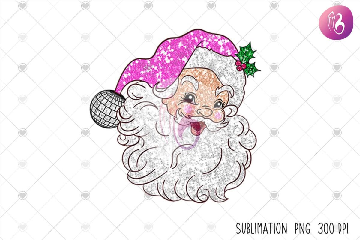 pink-santa-faux-sequin-glitter-christmas
