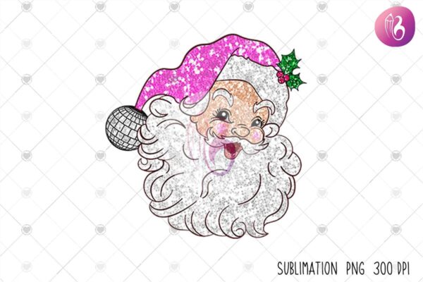 pink-santa-faux-sequin-glitter-christmas