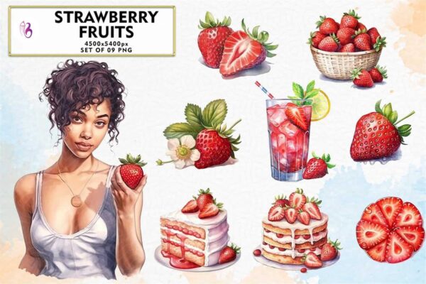 strawberry-watercolor-sublimation