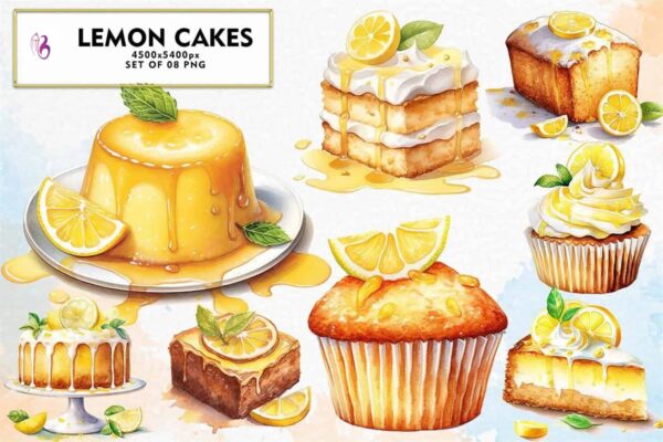 lemon-cakes-watercolor-sublimation