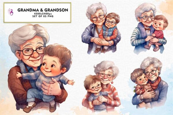 grandma-and-grandson-sublimation-clipart