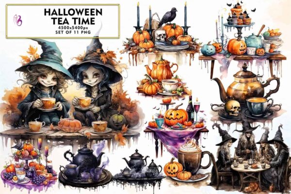 halloween-tea-time-sublimation-clipart