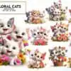 cute-3d-floral-cats-sublimation-clipart