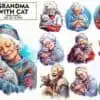 Grandma with Cat Watercolor Sublimation grandma-with-cat-watercolor-sublimation