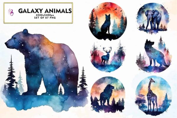 galaxy-animals-bundle-watercolor
