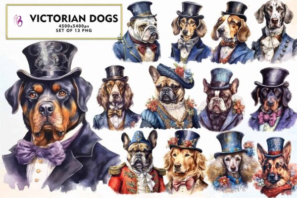 victorian-dogs-sublimation-clipart