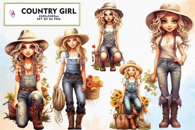 country-girl-sublimation-clipart