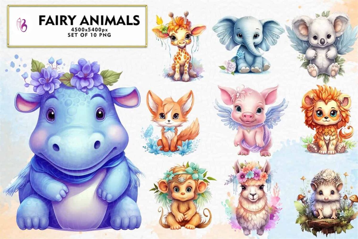 fairy-animals-sublimation-clipart