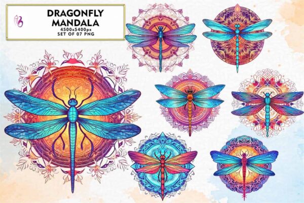 dragonfly-mandala-sublimation-clipart
