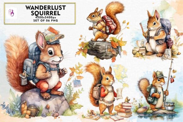 wanderlust-squirrel-sublimation-clipart